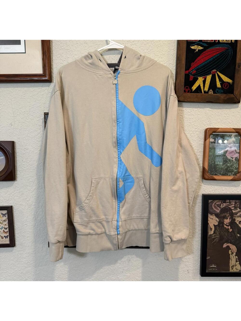 Vintage 2007 RARE Think Geek Portal Test Candidate Zip Up Hoodie Double Sided XL
